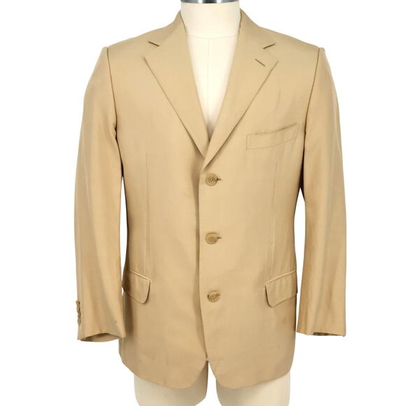 Ermenegildo Zegna Sport Coat Mens 44R Beige Silk Jacket 3 Button Lined Custom